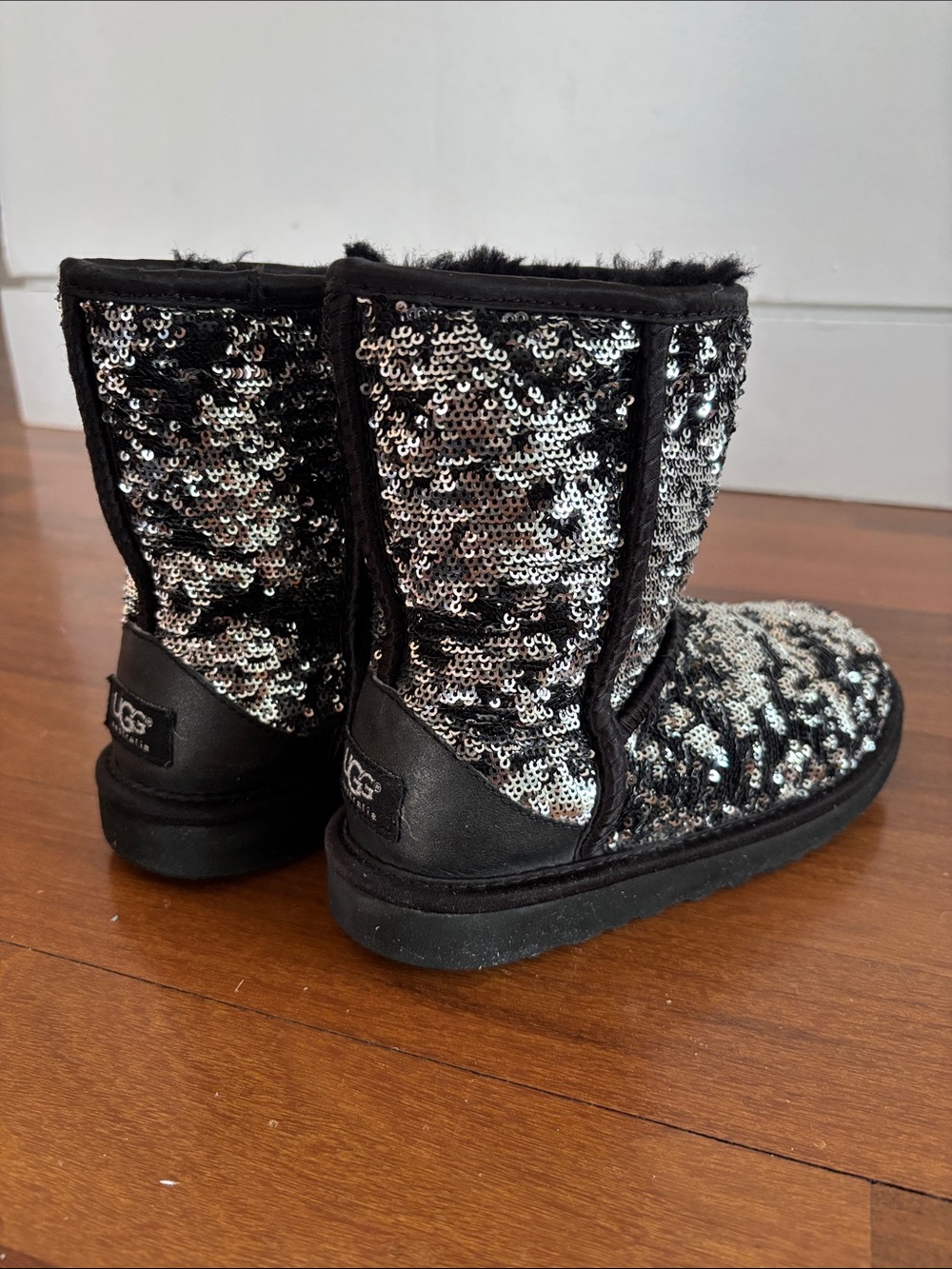UGG Sequin Short Boots - Black & Silver